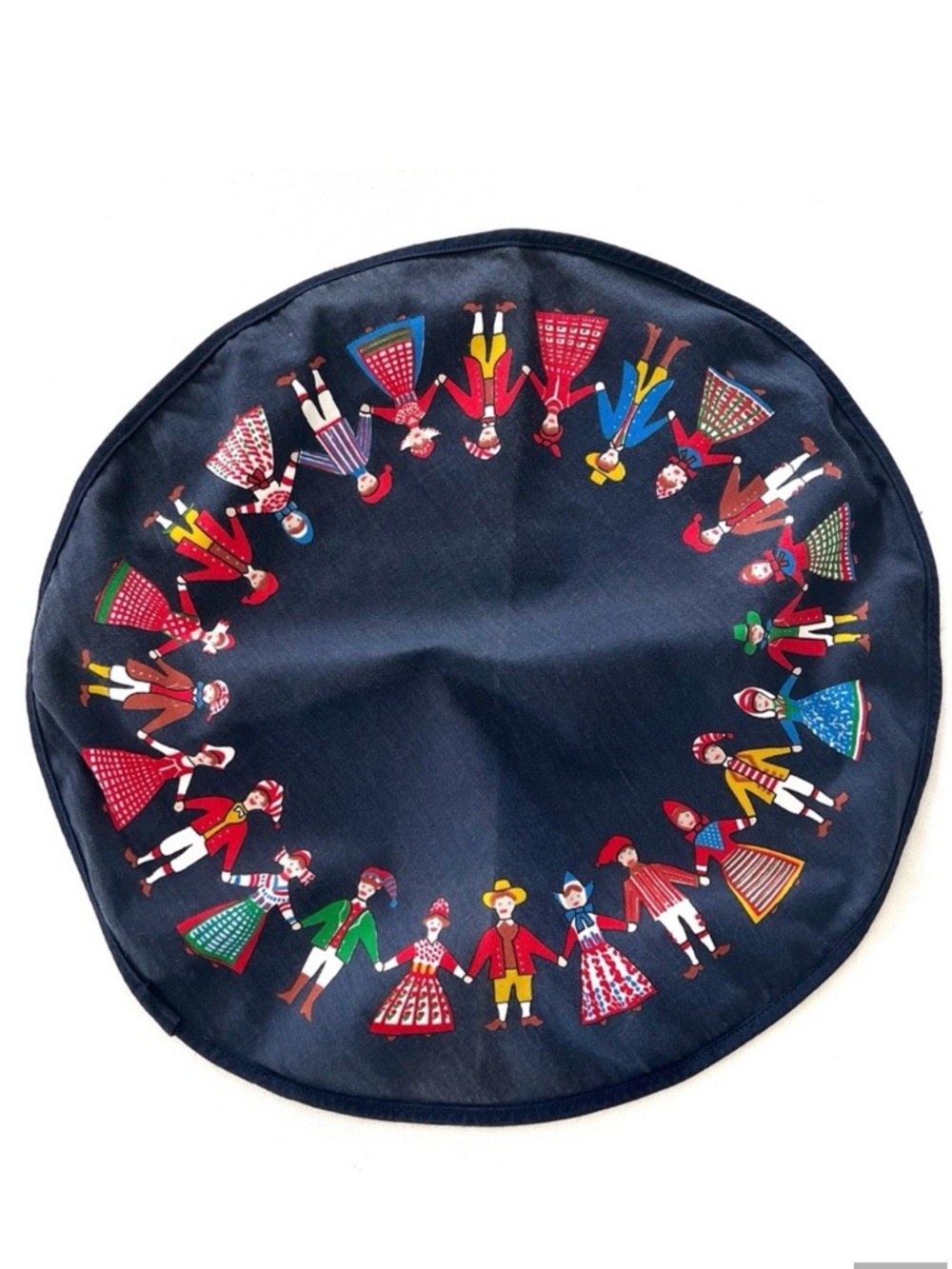 Vintage Scandinavian Folk Art Round Placemat Table Linen